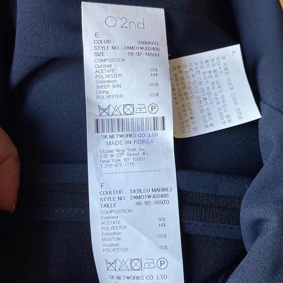 O’2nd Stunning Dark Blue Leather Like Combination Jacket New With Tags - Picture 9 of 14